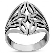 Wide Large Trinity Knot Silver Ring, rp553